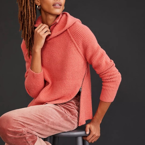 Anthropologie Sweaters - Anthropologie Pilcro Side-zip Sweater Hoodie In Pink Size Small
